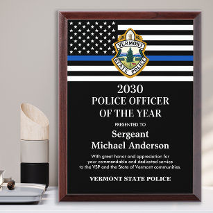 Police Officer Of The Year Department Custom Logo Award Plaque