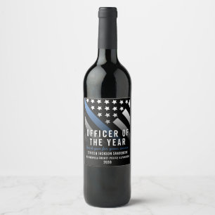 Police Officer of the Year Thin Blue Line Flag Wine Label
