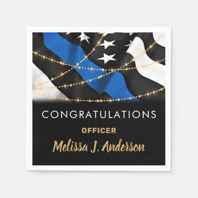 Police Officer Party Congratulations Graduation Napkin (Front)