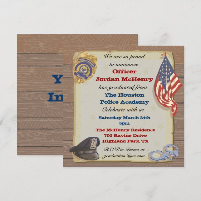 Police Officer Party Invitation (Front/Back)