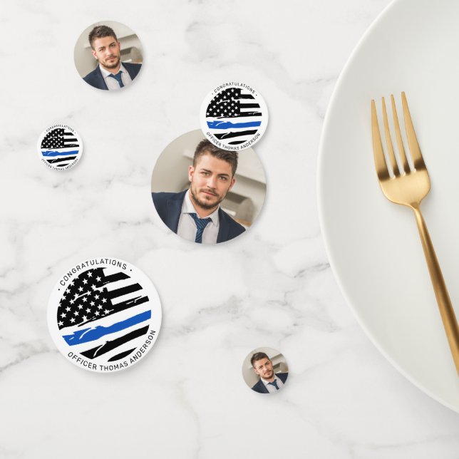 Police Officer Party Photo Congrats Thin Blue Line Confetti (Group)