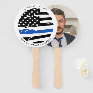 Police Officer Party Thin Blue Line Congratulation Hand Fan