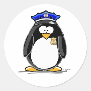 Police Officer Penguin Classic Round Sticker