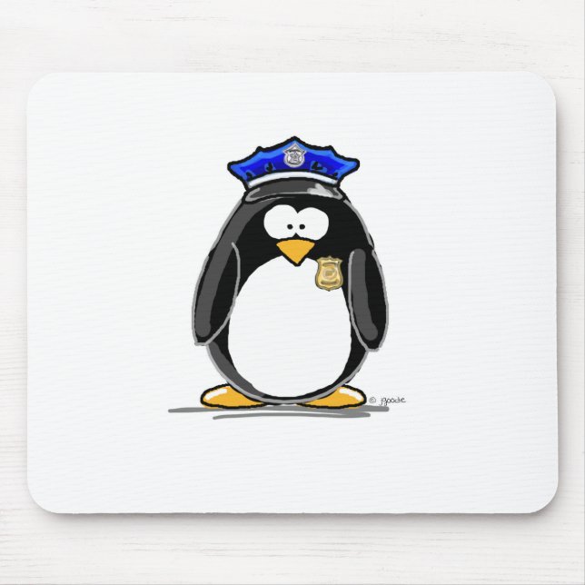 Police Officer Penguin Mouse Mat (Front)