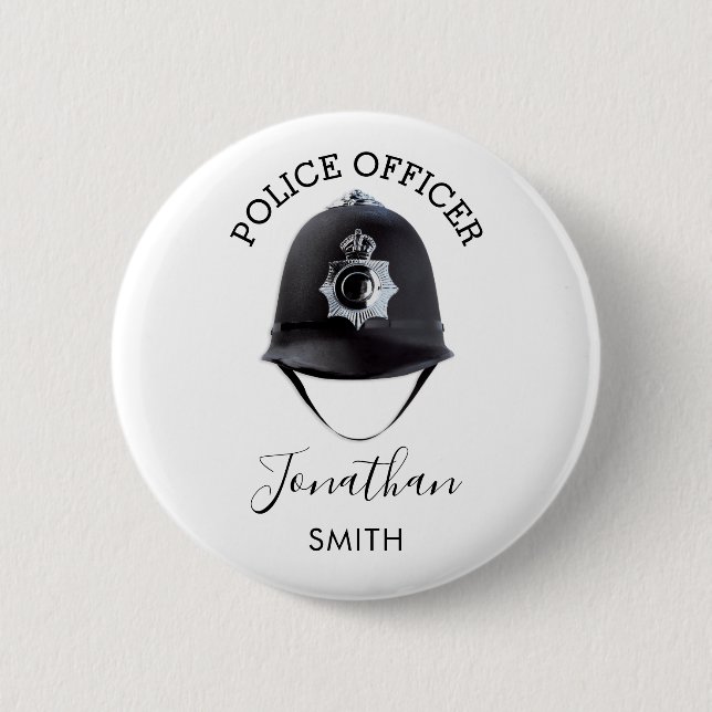 Police Officer | Personalised 6 Cm Round Badge (Front)