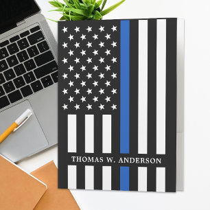 Police Officer Personalised Name Thin Blue Line Pocket Folder