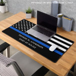 Police Officer Personalised Thin Blue Line Desk Mat<br><div class="desc">Thin Blue Line Police Desk Mat - American flag in Police Flag colours, modern black and blue design . Personalise with police officers name. This personalised police officer desk mat is perfect for police departments and law enforcement officers. COPYRIGHT © 2023 Judy Burrows, Black Dog Art - All Rights Reserved....</div>