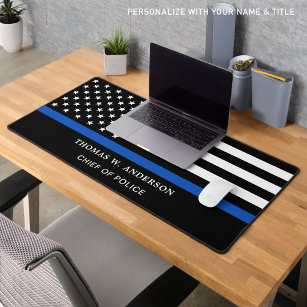 Police Officer Personalised Thin Blue Line Desk Mat