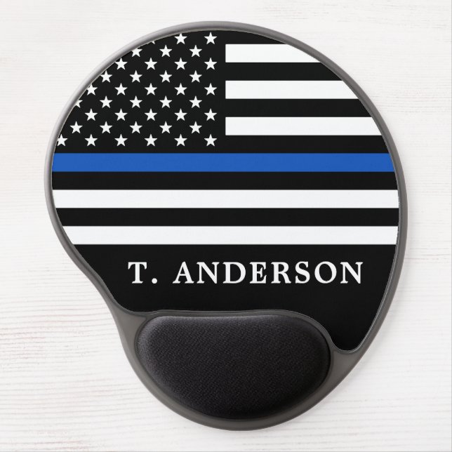 Police Officer Personalised Thin Blue Line Gel Mouse Mat (Front)