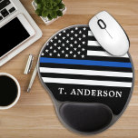 Police Officer Personalised Thin Blue Line Gel Mouse Mat<br><div class="desc">Thin Blue Line Mouse Pad - American flag in Police Flag colours, modern black and blue design . Personalise with police officers name. This personalised police officer mouse pad is perfect for police departments. COPYRIGHT © 2020 Judy Burrows, Black Dog Art - All Rights Reserved. Police Officer Personalised Thin Blue...</div>