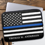 Police Officer Personalised Thin Blue Line Laptop Sleeve<br><div class="desc">Thin Blue Line Laptop Sleve - American flag in Police Flag colours, modern black and blue design . Personalise with police officers name. This personalised police officer laptop sleeve s perfect for police departments. COPYRIGHT © 2020 Judy Burrows, Black Dog Art - All Rights Reserved. Police Officer Personalised Thin Blue...</div>