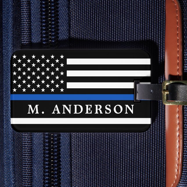 Police Officer Personalised Thin Blue Line Luggage Tag (Creator Uploaded)