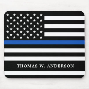 Police Officer Personalised Thin Blue Line Mouse Mat