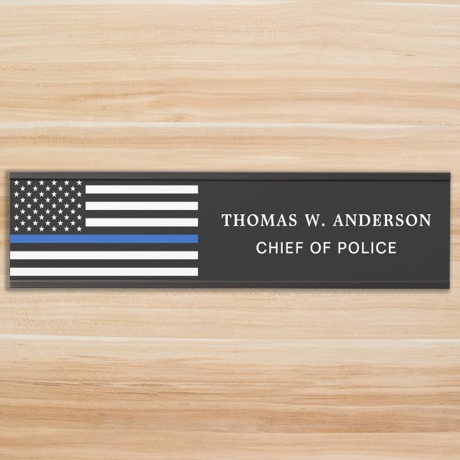 Police Officer Personalised Thin Blue Line Name Door Sign (Creator Uploaded)