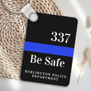 Police Officer Personalized Badge # Thin Blue Line Key Ring