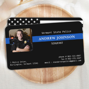 Police Officer Photo Blue Line Law Enforcement Business Card