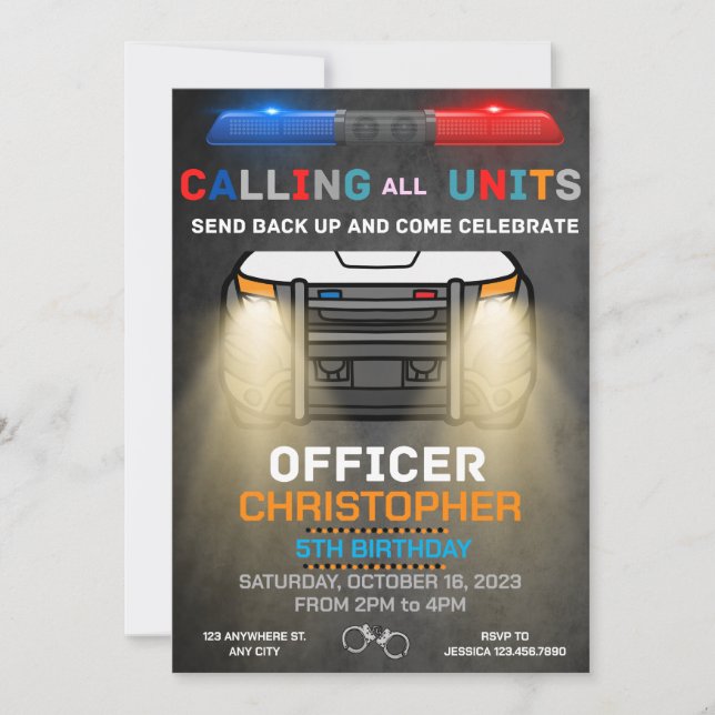 Police Officer Police Birthday  Invitation (Front)