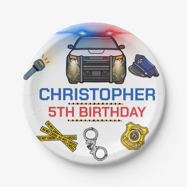 Police Officer Police Birthday Party Paper Plate (Front)