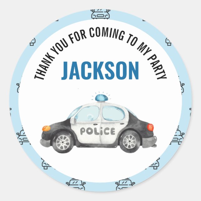 Police Officer Policeman Birthday Party Classic Round Sticker (Front)