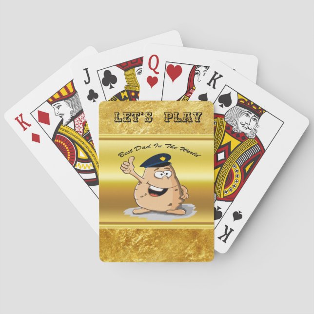 Police officer potato with a blue police hat playing cards (Back)