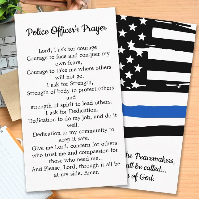 Police Officer Prayer Blue Line Law Enforcement Business Card (Creator Uploaded)