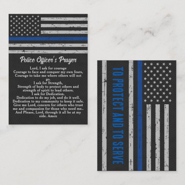 Police Officer Prayer Bulk Thin Blue Line Business Card (Front/Back)