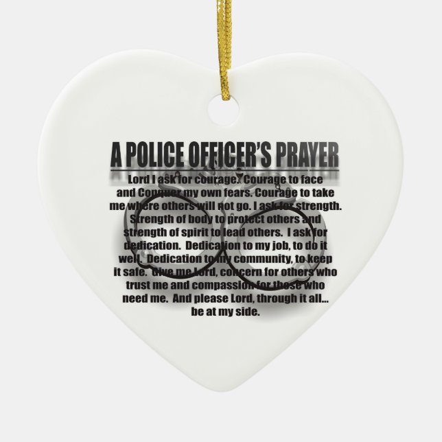 Police Officer Prayer Ceramic Tree Decoration (Front)