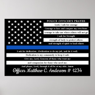 Police Officer Prayer Gift Thin Blue Line Poster