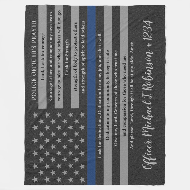 Police Officer Prayer Law Enforcement Flag Fleece Blanket (Front)