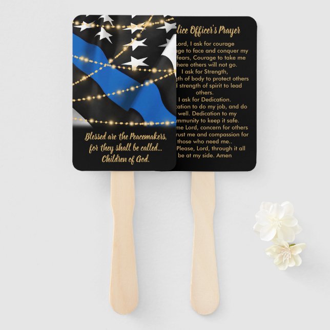 Police Officer Prayer Law Enforcement Graduation Hand Fan (Front and Back)