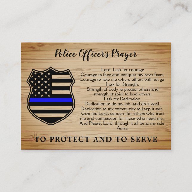 Police Officer Prayer Personalised Thin Blue Line Business Card (Front)
