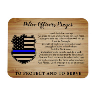 Police Officer Prayer Rustic Thin Blue Line Magnet