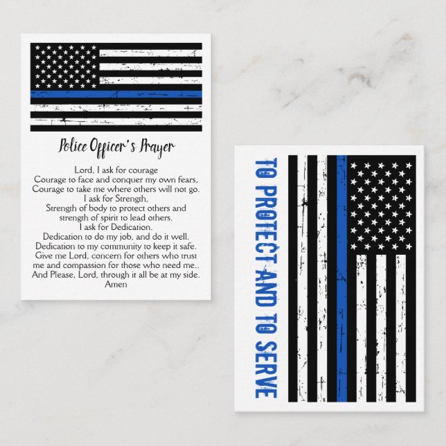 Police Officer Prayer Thin Blue Line Business Card (Front/Back)