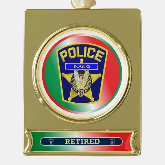 Police Officer Retired Custom Christmas Ornament (Front)