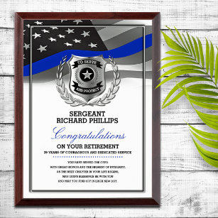 Police Officer Retirement  Award Plaque