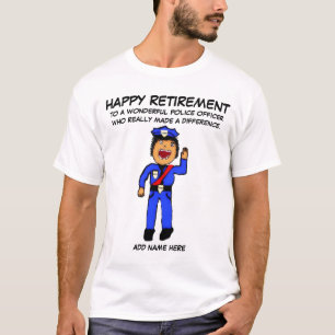 Police Officer Retirement Cartoon T-Shirt