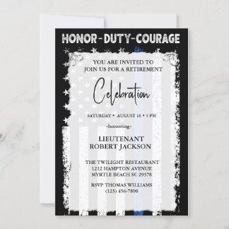 Police Officer Retirement Graduation Birthday Invitation
