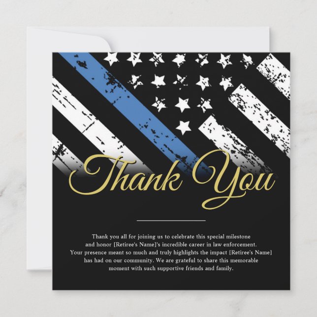Police Officer Retirement Law Enforcement Guest Thank You Card (Front)