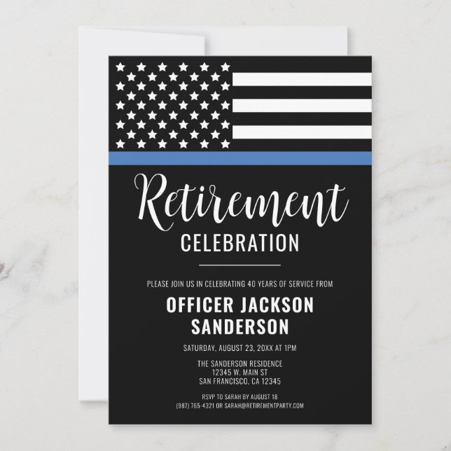 Police Officer Retirement Law Enforcement Invitation (Front)