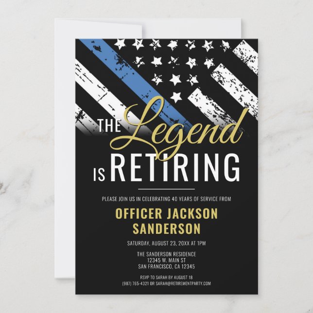 Police Officer Retirement Law Enforcement Officer Invitation (Front)