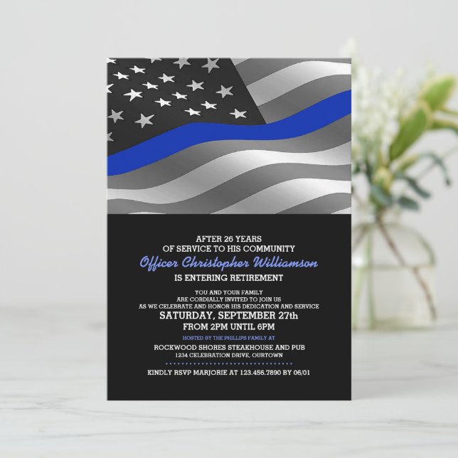 Police Officer Retirement Party Invitation (Standing Front)