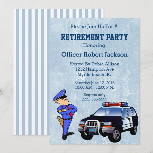 Police Officer Retirement Party Invitation (Front/Back)
