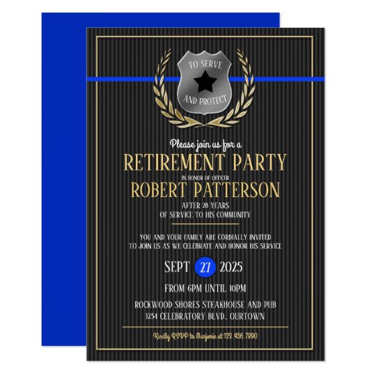 Police Officer Retirement Party Invitations Zazzle co uk
