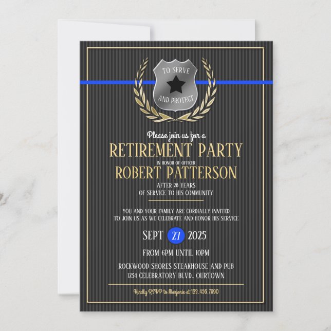 Police Officer Retirement Party Invitations (Front)