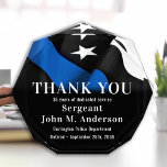 Police Officer Retirement Thank You Thin Blue Line Acrylic Award<br><div class="desc">Celebrate and show your appreciation to an outstanding Police Officer with this Thin Blue Line Flag Police Retirement Award - American flag design in Police Flag colours , modern design. Perfect for service awards and Police Retirement gifts . Personalise with name, service years, police department and dates. COPYRIGHT © 2020...</div>