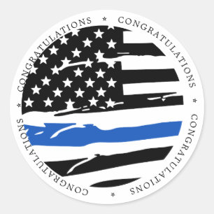Police Officer Retirement Thin Blue Line Classic R Classic Round Sticker