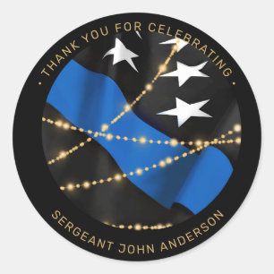 Police Officer Retirement Thin Blue Line Favour Classic Round Sticker