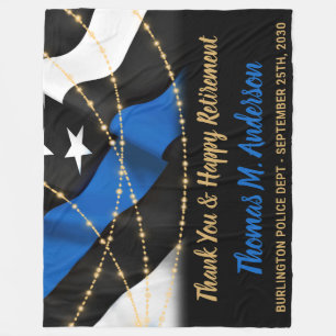 Police Officer Retirement Thin Blue Line  Fleece Blanket