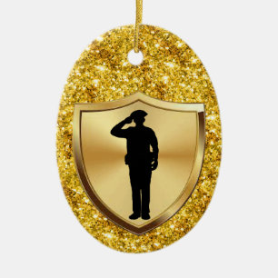 Police Officer Saluting Christmas Ornament
