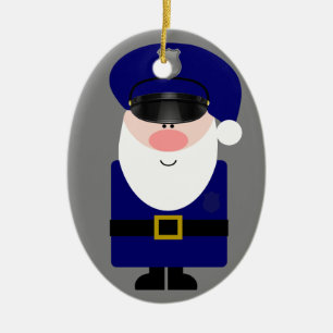Police Officer Santa Ceramic Tree Decoration